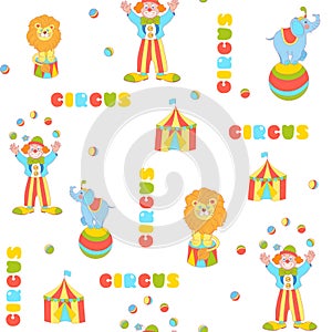 Cheerful circus vector seamless pattern