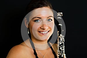 Cheerful clarinetist women