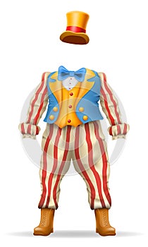 cheerful clown actor and circus character vector illustration