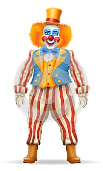 cheerful clown actor and circus character vector illustration