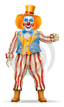 cheerful clown actor and circus character vector illustration