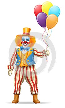 cheerful clown actor and circus character vector illustration