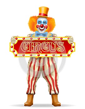 cheerful clown actor and circus character vector illustration