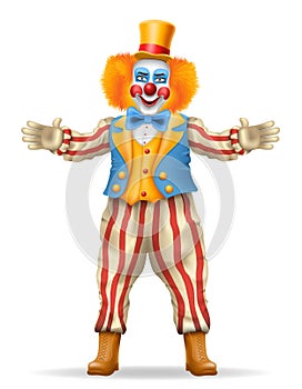 cheerful clown actor and circus character vector illustration