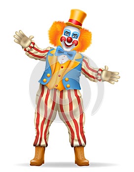 cheerful clown actor and circus character vector illustration