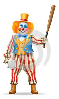 cheerful clown actor and circus character vector illustration