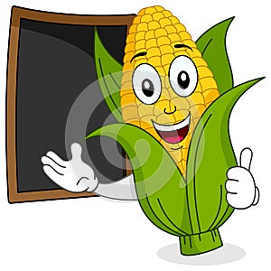Cheerful Corn Cob with Menu Blackboard