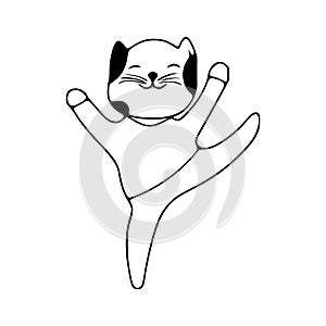 Cheerful cute cat doodle icon. Cute pets vector art
