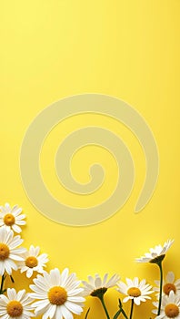 Cheerful daisy banner on sunny yellow backdrop