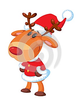 Cheerful deer Santa