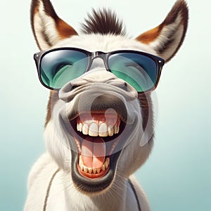 Cheerful donkey smiling. Generative AI