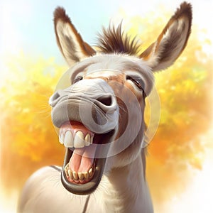 Cheerful donkey smiling. Generative AI