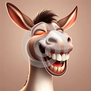 Cheerful donkey smiling. Generative AI