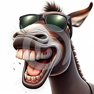 Cheerful donkey smiling. Generative AI