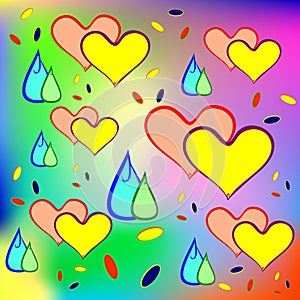 Cheerful drops and heart.