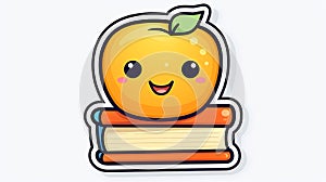 cheerful education helpers cute academic icon sticker with an apple and book