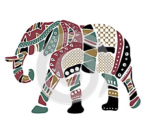 Cheerful elephant from geometrical figures.