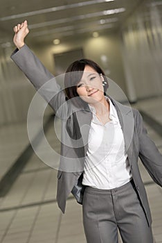 Cheerful and exciting business woman