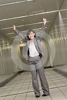 Cheerful and exciting business woman