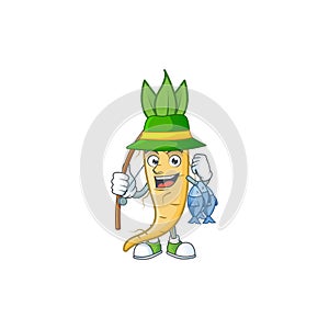 Cheerful face Fishing salsify mascot design style