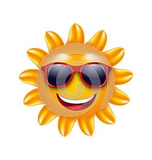 Cheerful Face of Summer Sun with Sunglasses