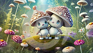 cheerful fairytale fantasy toadstools