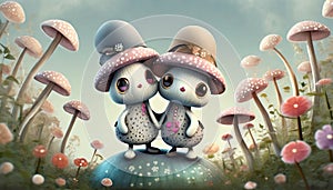 cheerful fairytale fantasy toadstools