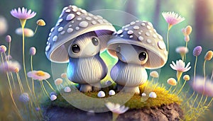 cheerful fairytale fantasy toadstools