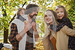 Cheerful family in actively spending time