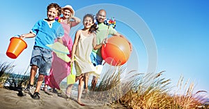 Cheerful Family Bonding by the Beach Holiday Concept