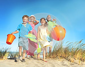 Cheerful Family Bonding Beach Togetherness Joyful Concept