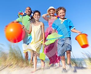 Cheerful Family Bonding Beach Vacation Holiday Concept