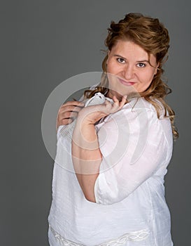 Cheerful fat woman