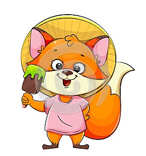 Cheerful foxy cartoon character