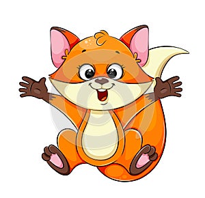 Cheerful foxy cartoon character