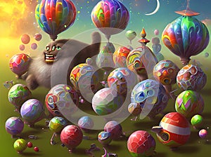 Cheerful Funny Balls, Generative AI Illustration