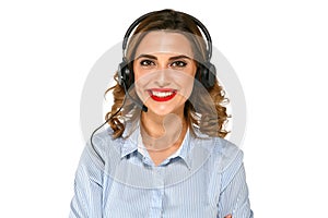 Cheerful girl with headset