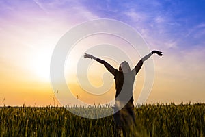 Cheerful girl in the outdoors, enjoying the freedom.