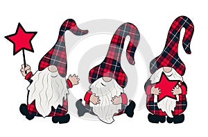 Cheerful gnomes with a star. Can be used as stickers, decorative element, magnets, cut out and turned into decorations, used as a