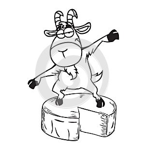 Cheerful goat presents