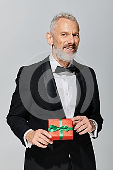 cheerful good looking voguish mature man