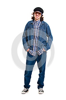 Cheerful guy in jeans