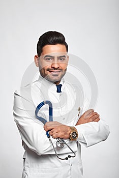 Male doctor posing at studio