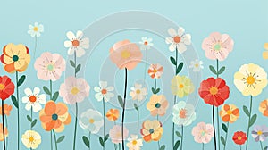 Cheerful Kids\' Wallpaper Design: Colorful, Flat, Floral Pattern