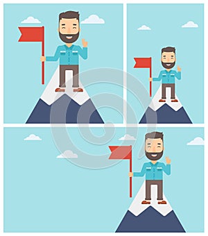 Cheerful leader businessman vector illustration.