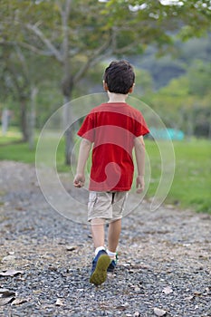 Cheerful Little Boy walking