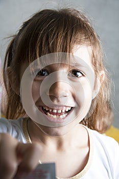 Cheerful little girl smile.