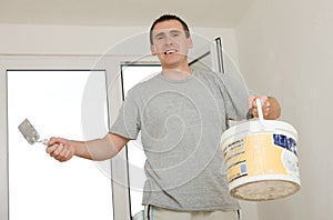 Cheerful Man Renovating