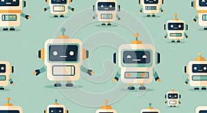 Cute Robot Seamless Pattern Background