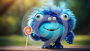 Cheerful Monster with Lollipop